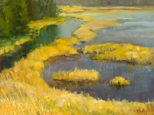 Painting of Golden Marsh Rhapsody 6x6 Inches