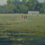 Painting of horses grazing in a pasture
