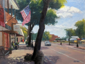 Plein Air painting of downtown Tomball, TX