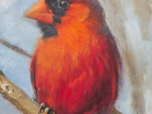 Detail of painting of a cardinal