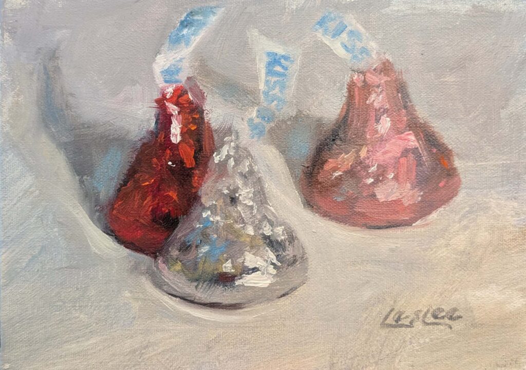 Kiss Kiss Kiss - 5" x 7" oil on linen